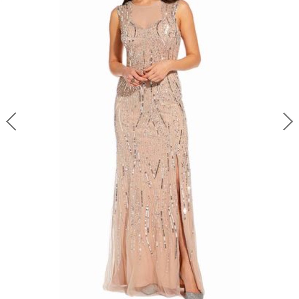 Adrianna Papell Beaded Floor Length evening gown